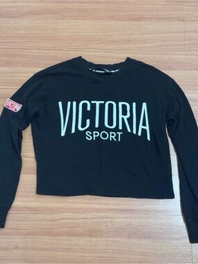 Victoria Sport Black Cropped Crewneck Sweatshirt XS